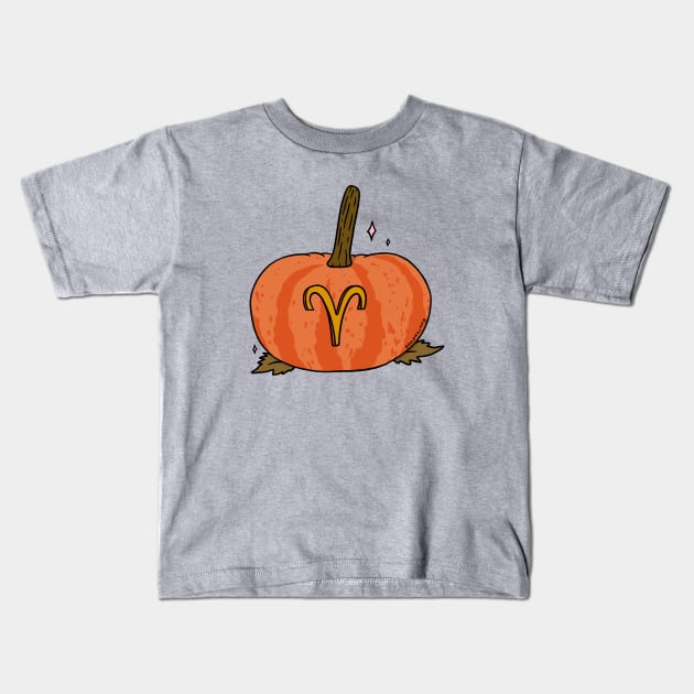 Aries Pumpkin Kids T-Shirt by Doodle by Meg